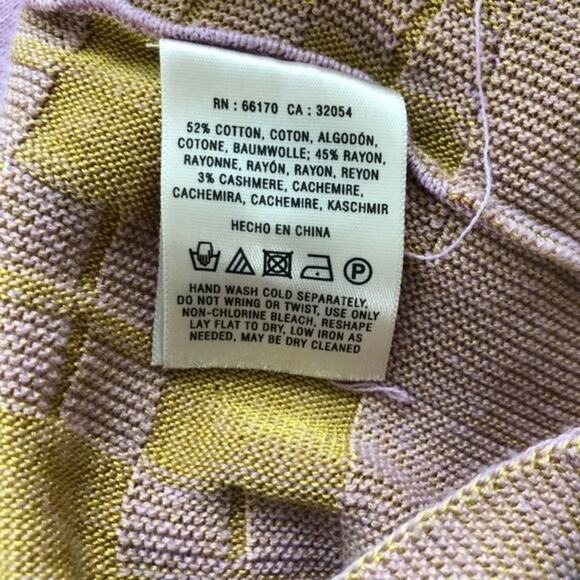 Anthropologie HWR Pink and Gold Checkered Cardigan - Picture 8 of 8